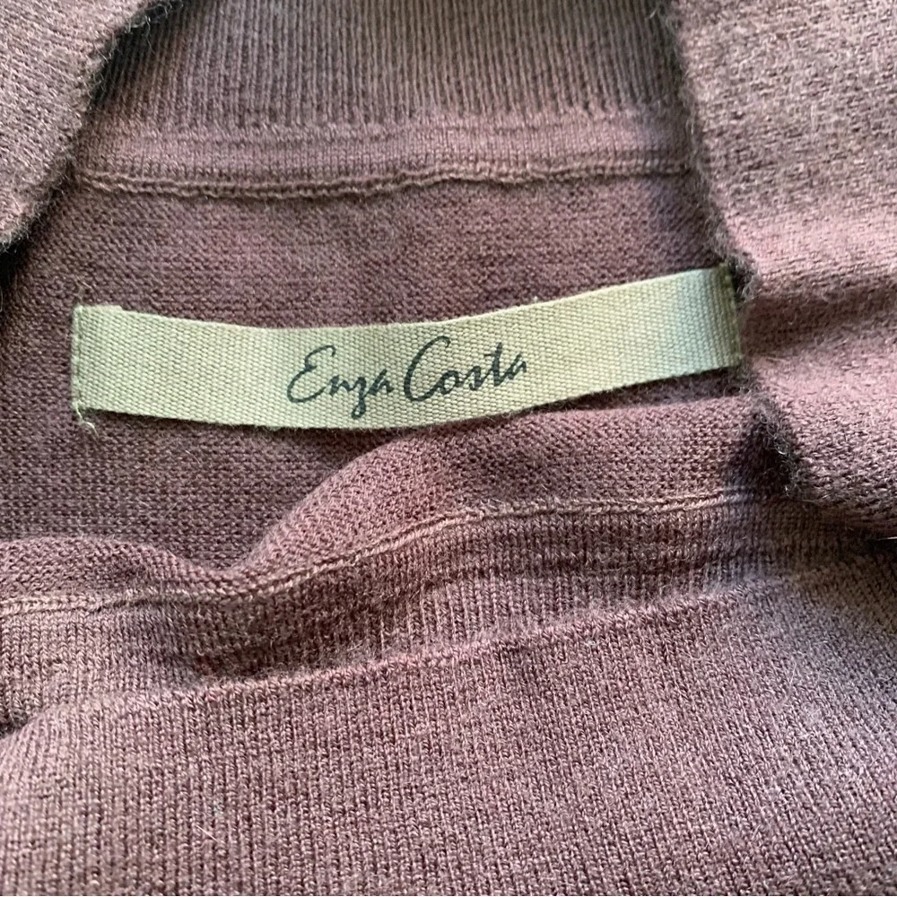 Enza Costa Tissue Wool/Cashmere Exposed Shoulder Sweater Brown NWOT Size Medium - Picture 5 of 7